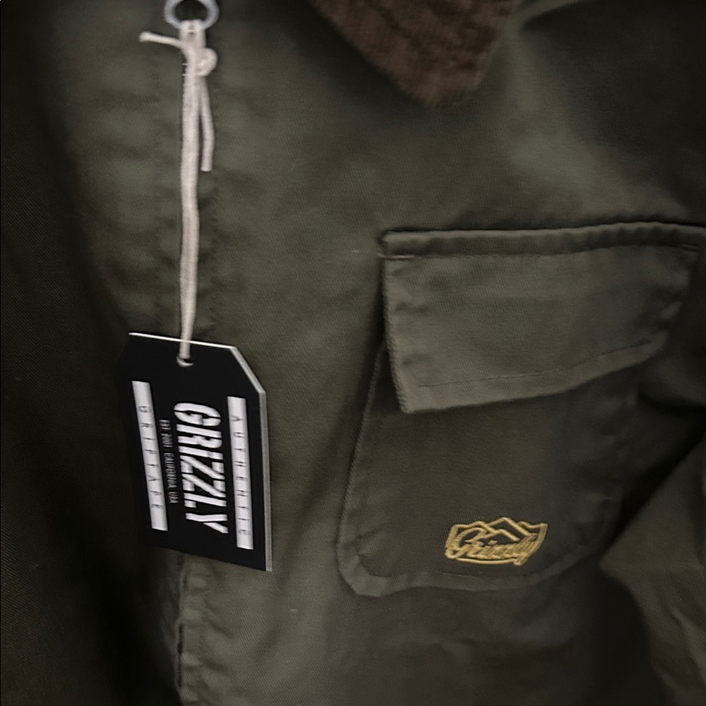 Men's Olive Green Jacket by Grizzly - Picture 2 of 4